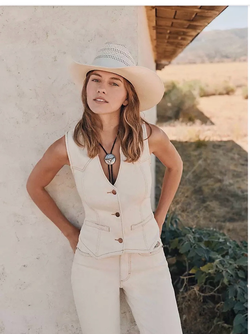 Wrangler Cream Western Denim Vest
